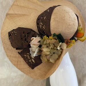Elegant Tan and Brown Floral Women's Hat